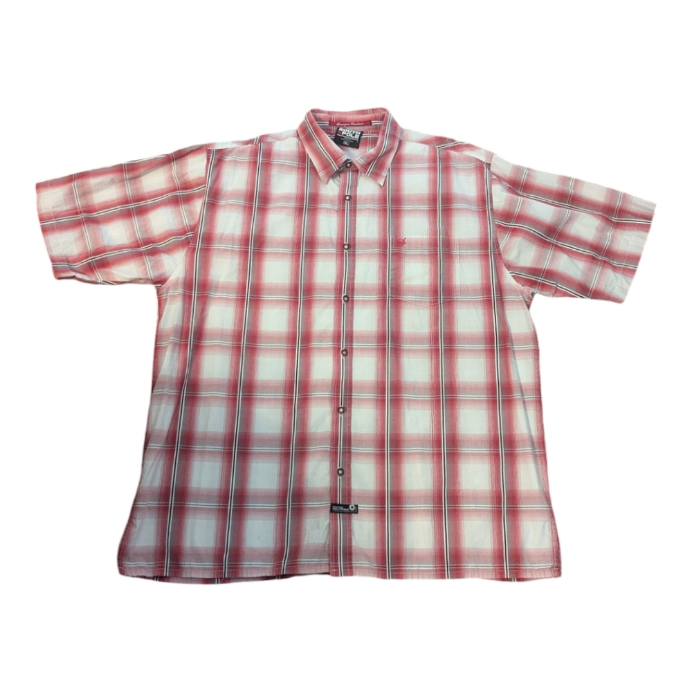 VTG South Pole Relaxed Fit Red Plaid Button Front Short Sleeve Shirt Men's XL